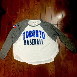 Womens Grey White Blue Long Sleeve Blue Jays Shirt